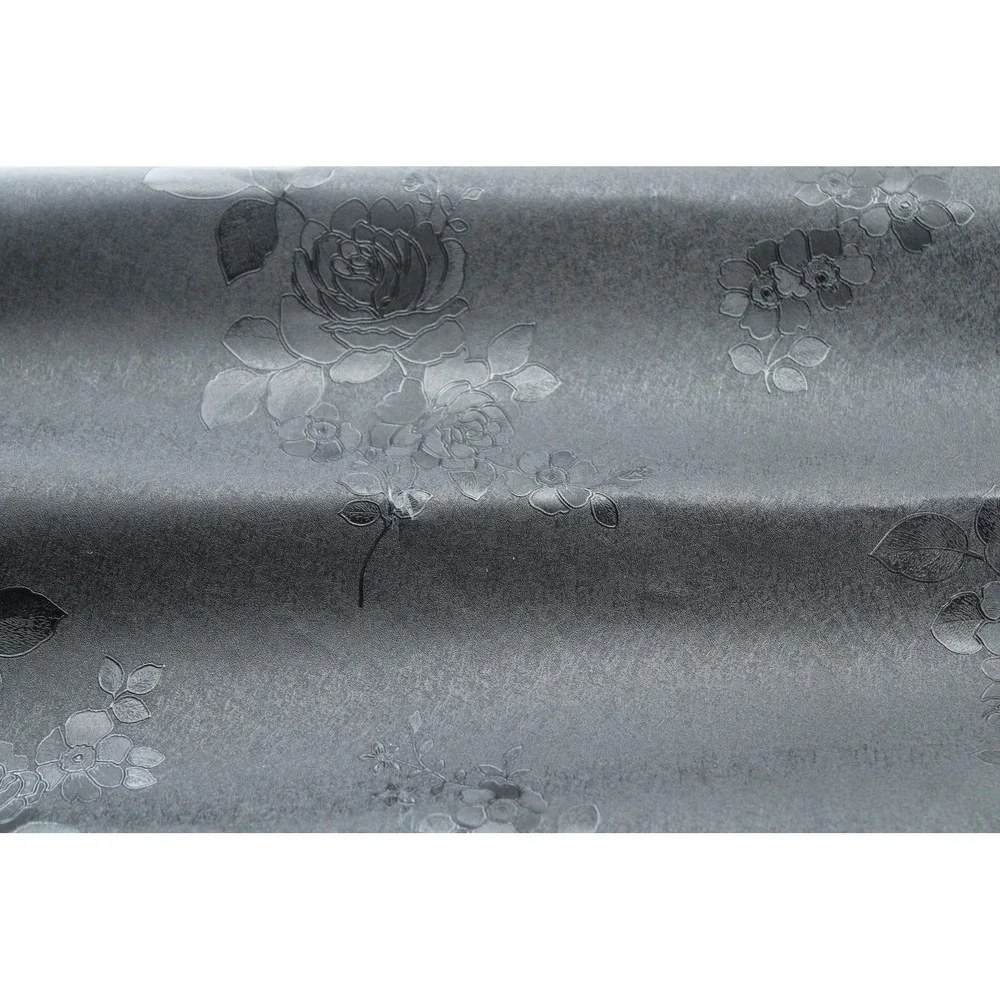 Black Floral Embossed Gift Wrapping Paper Roll Rose Pattern Elegant Decor